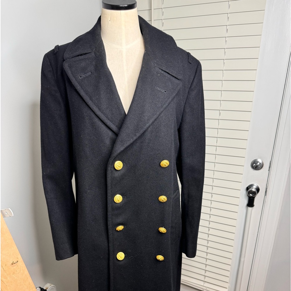 Military wool trench coat